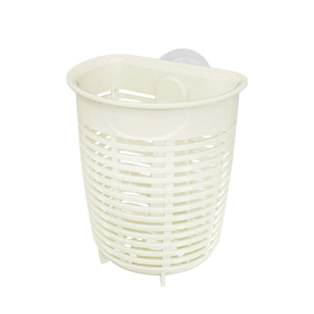 Fesfesfes Vacuum Suction Sponge Perforated Basket for Ginger Garlic & Scrubbers Rustproof Devise for Wet/Dry Organization Cup Hole-free Sink Sponge Storage Basket