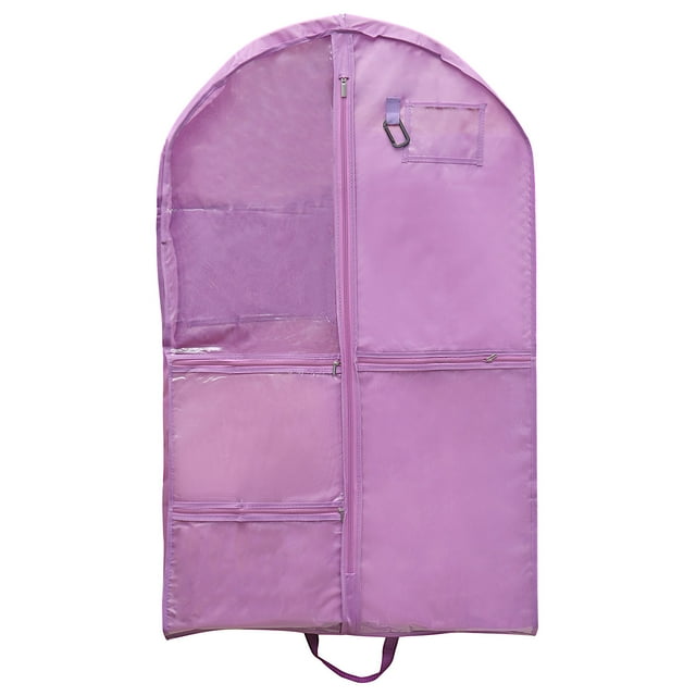 Unique Bargains Garment Bags for Dance Costumes, 40 Inch Hanging Garment Bag with 4 Pockets Name Tag Handles, Purple