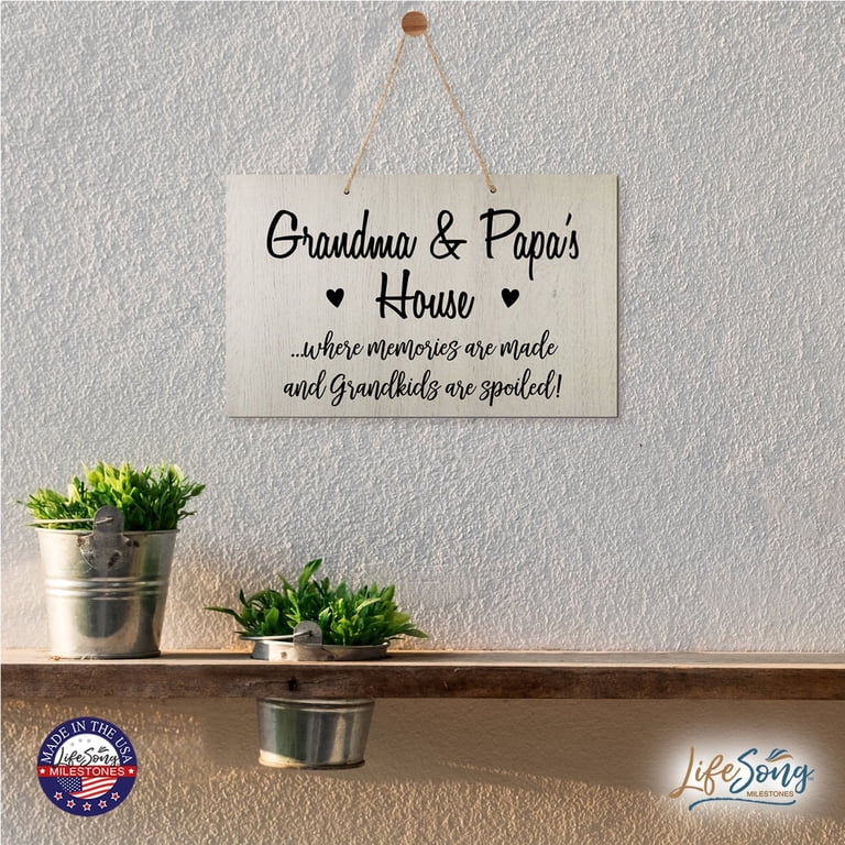Rustic Tin Sign – Mimi And Papa’s House Where Memories Are Made | 4x16 Inch, Distressed Style