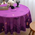 thumbnail image 5 of Halloween Tablecloth Waterproof – Spooky Pumpkin Design, Purple Table Cover for Halloween Party Decorations, Washable Spillproof Table Cloth for Indoor Outdoor Use, 60" Round, 5 of 6
