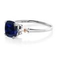 thumbnail image 4 of Gem Stone King 925 Sterling Silver and 10K Rose Gold Blue Created Sapphire Women Engagement Ring (2.50 Cttw, 8MM Cushion, Available in Size 5, 6, 7, 8, 9), 4 of 6