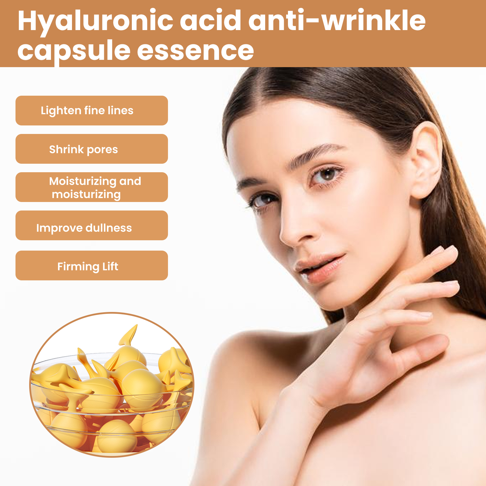 Alvantor Hyaluronic Acid Serum Capsules - Anti Aging Firming Face Moisturizer with Vitamin E & Collagen, 20PCS