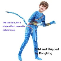 Boys Girls Jumpsuit Blue Aliens Cosplay Costume Bodysuit for 3-10 Year