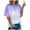Blue, Pink, variant on MELDVDIB Women's Plus Size Tops Short Sleeve V-Neckline T-Shirt Printing Casual Gradient Loose Summer T Shirt for Girls Ladies Women