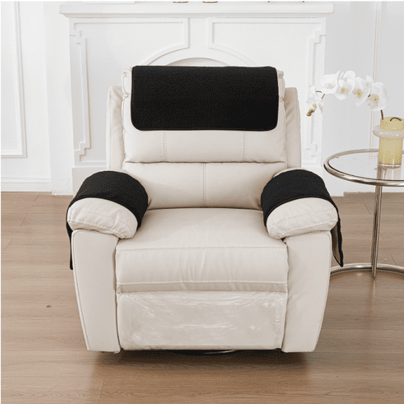 Garayma 3 Pcs Recliner Covers Armrest Covers with Storage Pockets Headrest Cover Armchair Slipcovers Sofa Recliner Protector Coffee
