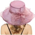 thumbnail image 2 of Chapeaux d'Été pour Femmes Protection Solaire Chapeau d'Été pour Femmes Chapeau de Robe Grand Feuille Fleur Chapeau de Douche Nuptiale Chapeaux de Soleil Chapeau de Plage Violet Taille Unique, 2 of 3