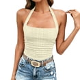 thumbnail image 2 of ClodeEU Women's Halter Neck Sleeveless Tank Top,Casual Slim Fit Cami Shirt for Summer Yellow,Women's Plus XL, 2 of 6