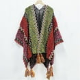thumbnail image 2 of Yanyanz Summer Shawl, Women Nationl Print Colourful Splice with Tassels Knitted Shawl Scarf Fringed Pashminas Sweater Pullover Cape for Women Sweater Tassel Shawl Wrap Cloak, shawls Watermelon Red A, 2 of 4