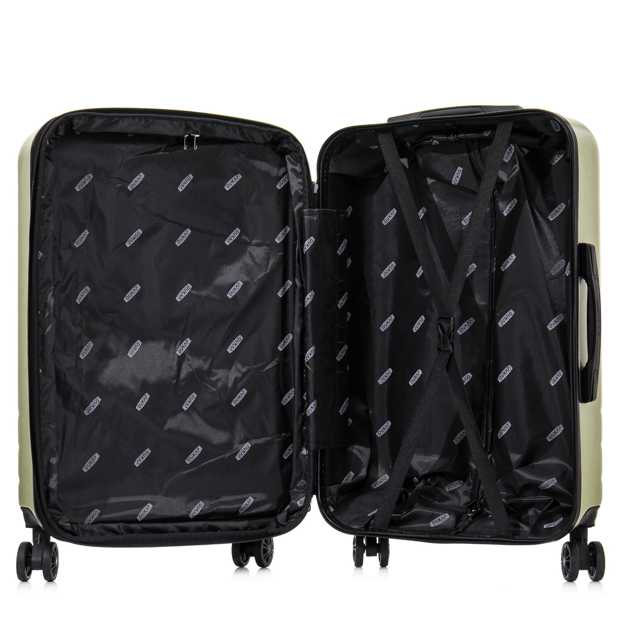 DUKAP ZAHAV 3-Piece Hardside Luggage Sets with Spinner Wheels, Handle and Trolley, (20"/24"/28"), Green