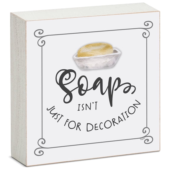 CounterArt "Soap" Solid Wood Block Sign 3.75” Square