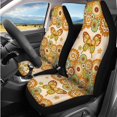 thumbnail image 2 of Qpednta Yellow Butterfly Floral 14 Pcs Auto Seat Cover Sets and Car Headrest Cover Cars Steering Wheel Cover Center Console Cover Seat Belt Pads Keychain Elastic Soft Suitable for Cars SUVs, 2 of 6