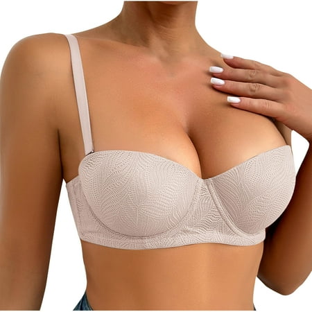 Clearance Under $5 Miqool Women s Sexy Lace Bralettes Demi Half Cup Push Up Bras Low Cut Wireless Bra Plunge T Shirt Everyday Bra with Support