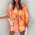 thumbnail image 1 of Summer Casual Boho Dresses Women's Flora Printed Batwing Sleeve Lace-Up Dress Female Irregular Sexy Beach Mini Dresses VestidosM Gao Jinjia LED, 1 of 2