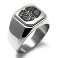 thumbnail image 1 of Stainless Steel Letter C Initial 3D Cube Box Monogram Engraved Engraved Square Flat Top Biker Style Polished Signet Ring, 1 of 1