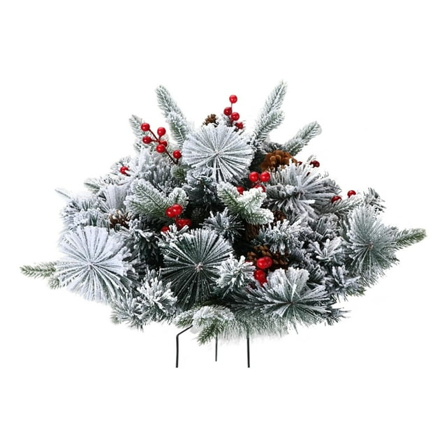Arbre de Noël Artificiel de 18 Pouces avec Lumières LED, Arbre de Noël Extérieur à Piles avec Pommes de Pin, Baies Rouges Dorées pour Décoration de Porche et Allée