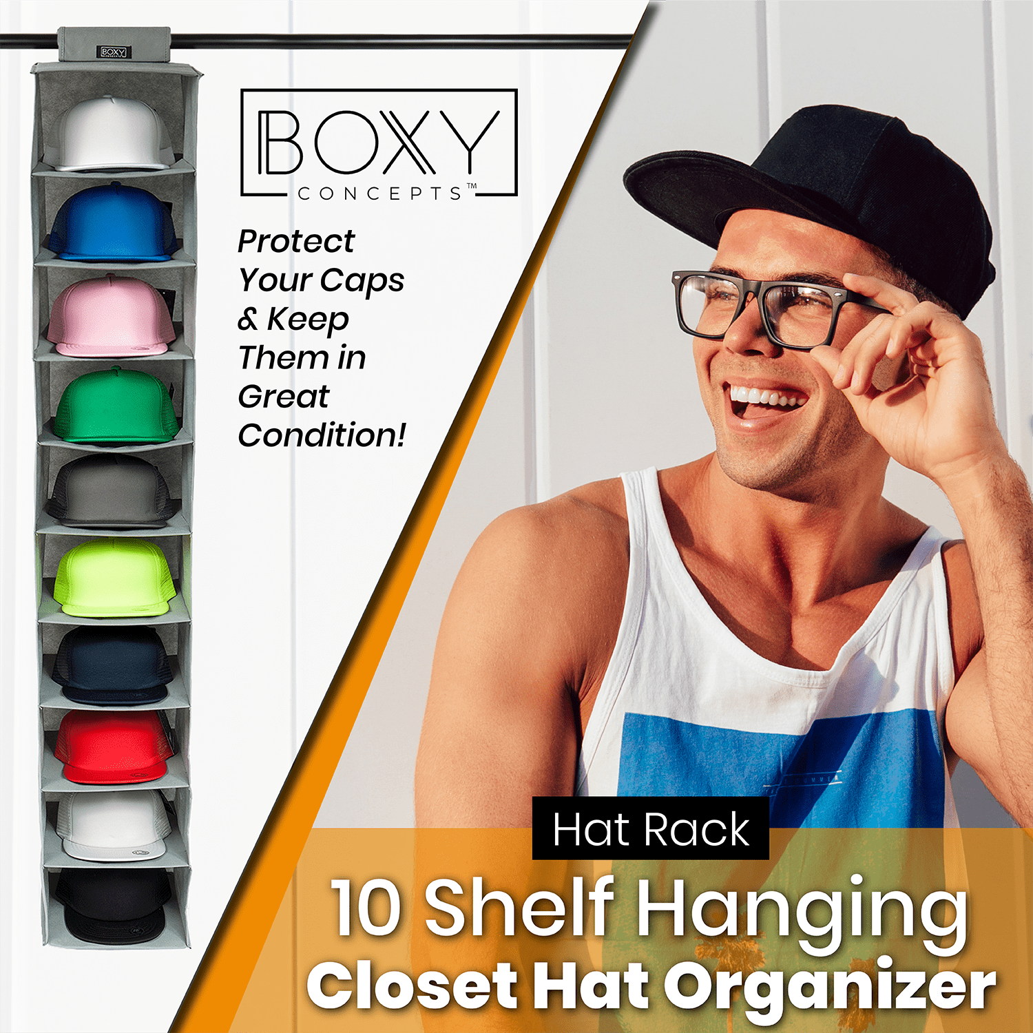 10 Shelf Hanging Closet Wardrobe VAESIDA Hat Rack /& Baseball Cap Holder Rack