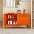 thumbnail image 6 of Elegant Metal Storage Cabinet, Accent Cabinet with 2 Doors and Shelves,Multipurpose 2 Tier Low Metal Locker Storage for Home and Office,Orange, 6 of 7