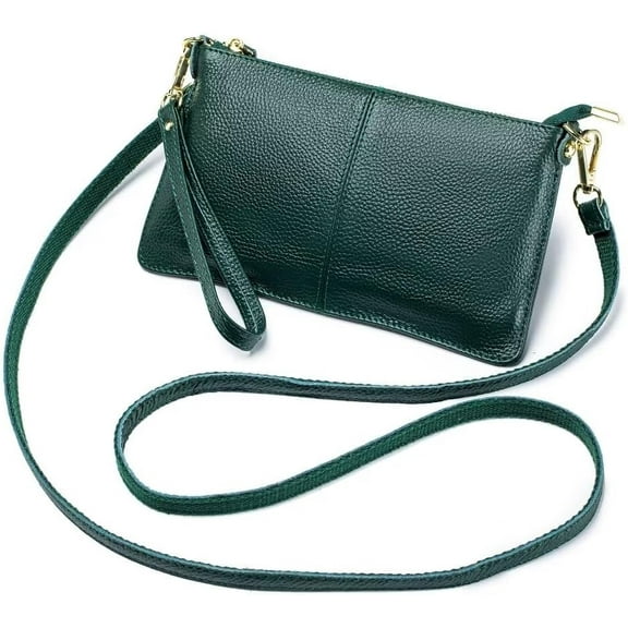 MMYGU Small Crossbody Bag for Women Genuine Leather Clutch Purse Vintage Phone Bag with Detachable Wrist and Shoulder Straps