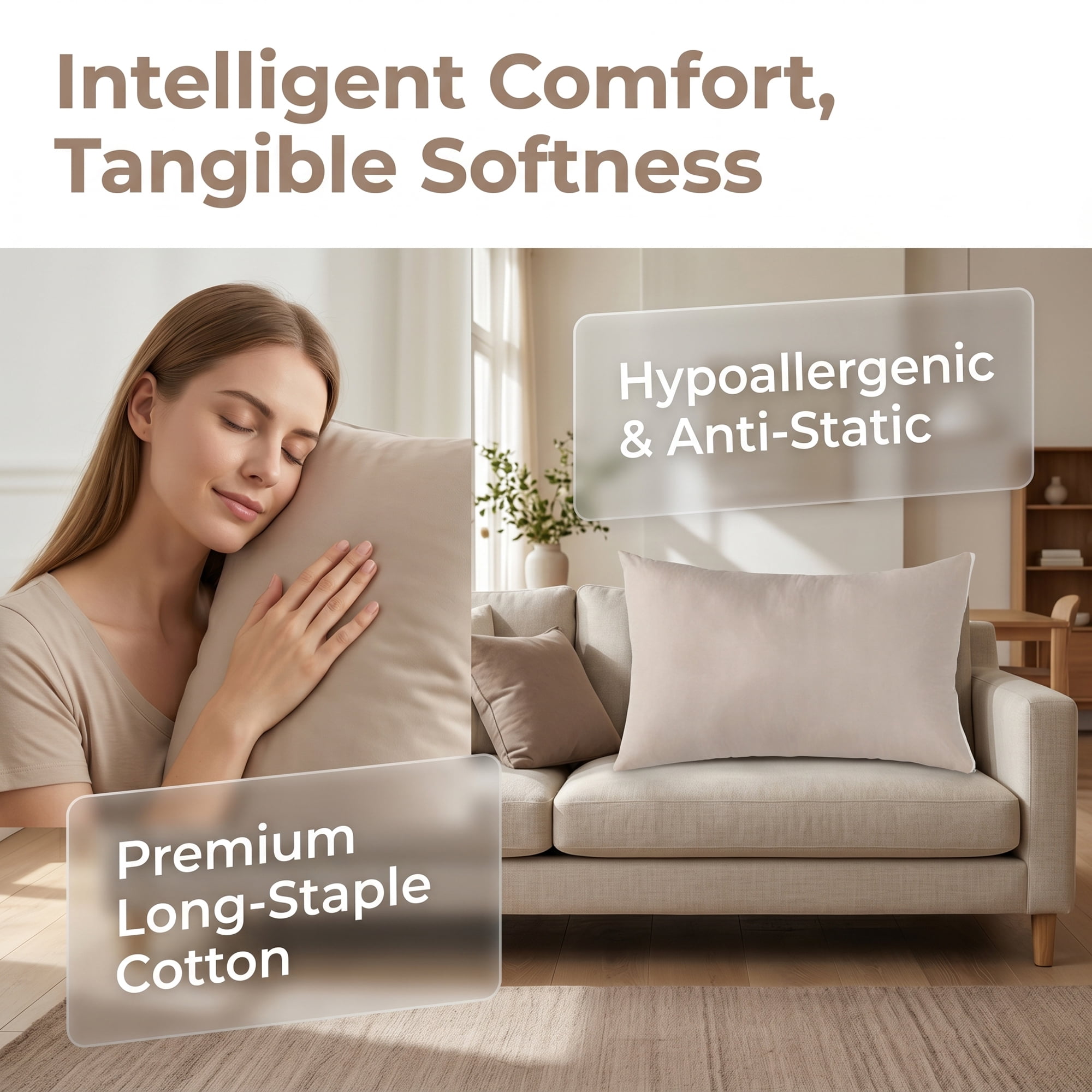 Unique Bargains Standard-size Zippered Pillow Protector Waterproof Polyester Beige