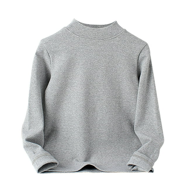 MIASHUI Hauts pour Enfants Bébés Garçons Filles Chandails Doux et Chauds Unisexe Col Rond Manches Longues T-Shirt, Gris Pâle, 9-10 Ans