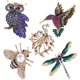 thumbnail image 1 of Conjunto De Broches Para Mujer Búho Abeja Libélula Pavo Real Colibrí Broche De Cristal Colorido Broche De Cristal Para Decoración De Ropa 5 Uds Cateissary AP005558-00, 1 of 6