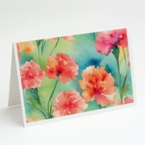Carnations in Watercolor Greeting Cards and Envelopes Pack of 8 7 in x 5 in