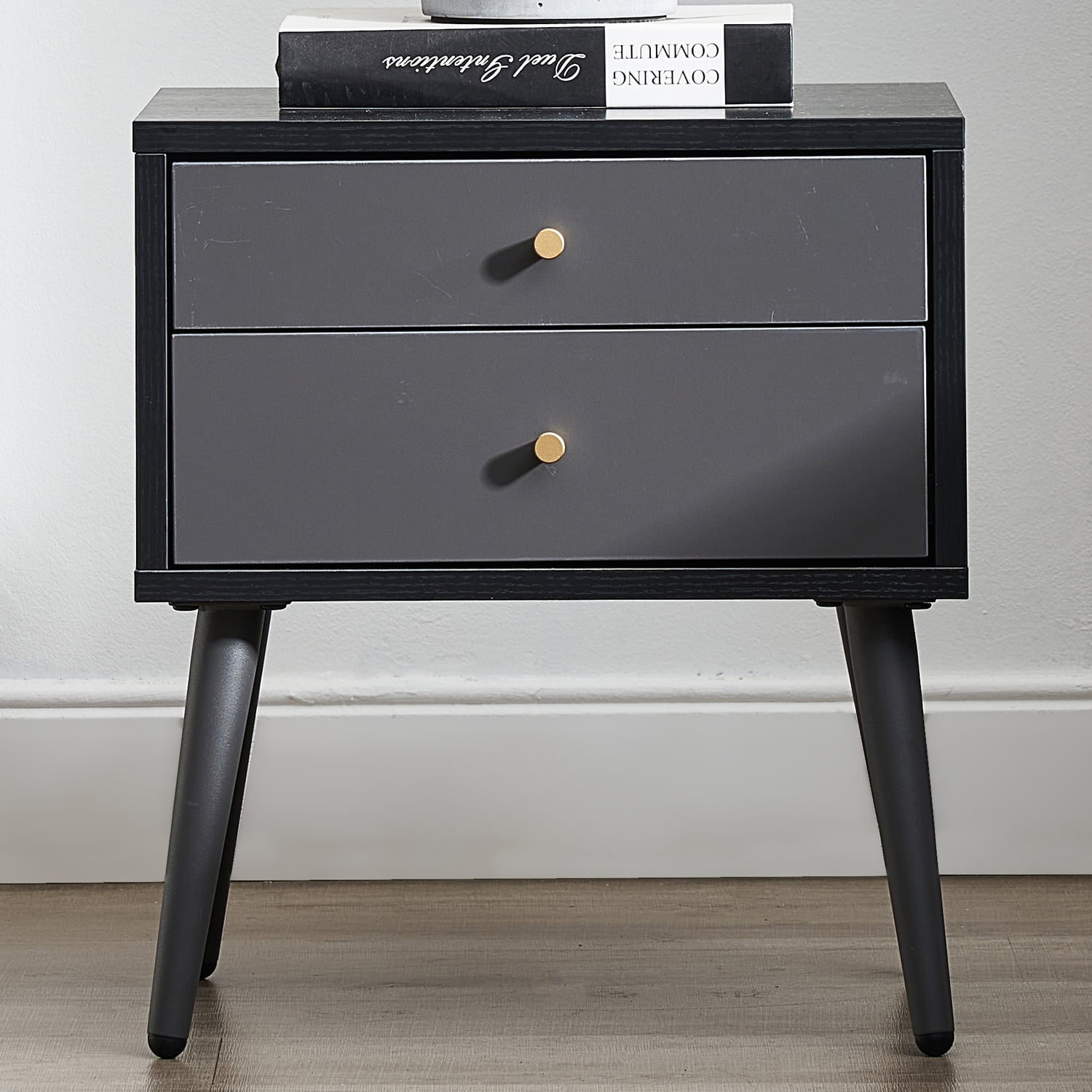 Private Jungle Two fitted modern bedside tables with 2 drawers,Suitable for Bedroom/Living Room/Side Table,Dark Gray