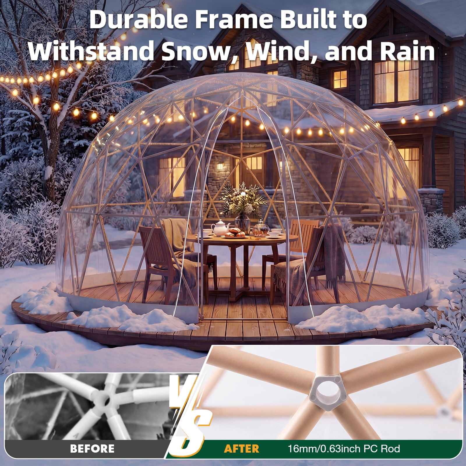 YODOLLA Garden Dome Igloo,12x12ft Outdoor Igloo Tent Dome for 4–7 People,Garden Plastic Globe House Backyard Patios Camping Party Wedding