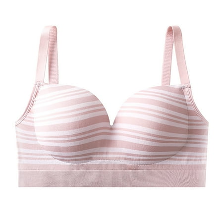 REORIAFEE Underwear for Women Gathered Together No Wire Bras Solid Adjustable Straps Brassiere Comfy Spaghetti Straps Breathable Corset Underwear Comfortable Classic Support Lingerie Pink S