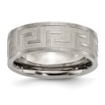 thumbnail image 1 of Titanium Greek Key 8mm Satin & Polished Band Ring 9 Size, 1 of 6