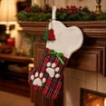 thumbnail image 6 of Pet Christmas Stocking Bone Shaped Paw Print Hanging Sock for Dog Holiday Gift Storage, 6 of 8