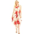 thumbnail image 5 of Sakkas Aba Women's Casual Summer Floral Print Sleeveless Loose Dress Cover-up - W-Red - One Size, 5 of 5
