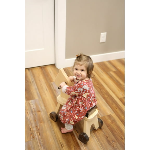 Amish-Made Wooden Riding Horse Toddler Ride Toy Walnut and Natural