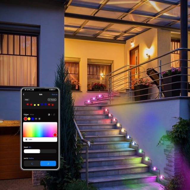 RKSTN Lamp String LED Colorful Eaves Courtyard Decoration Light String Intelligent Remote Control Festival Christmas Eaves Light