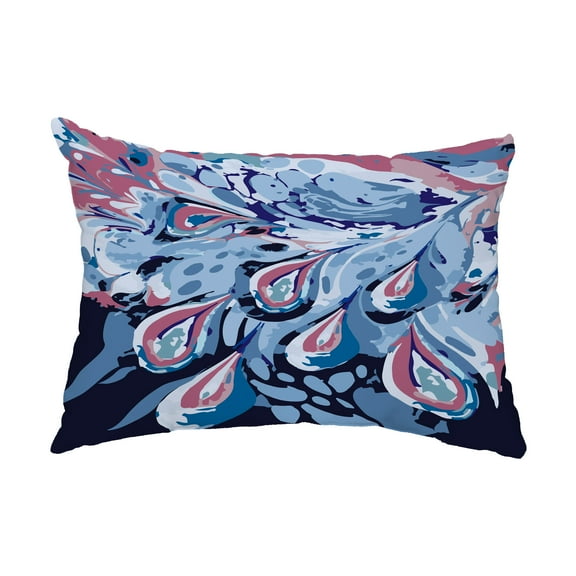 Simply Daisy, 14" x 20" Boho Splash Blue Decorative Abstract Outdoor Throw Pillow