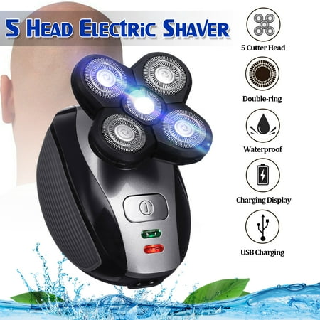 5 Head Floating Shaving Bald Head Men's Electric Foil Shaver Waterproof Razor for Wet & Dry (With USB Power Charger) OR 1 PC Replacement Shaver (Best Shaver For Black Bald Head)