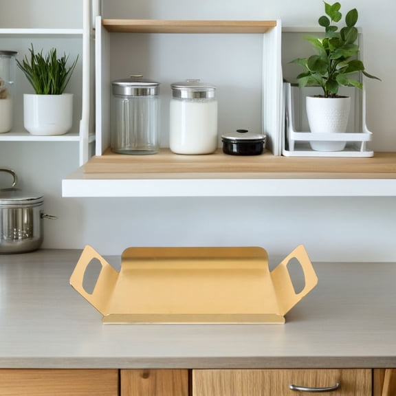 NUOLUX Rectangle Snack Tray Golden Stainless Steel Baking for Restaurants 1Pack