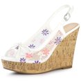 thumbnail image 1 of BLISSFUL STEP Women's Lace Platform Wedges Wedge Heels Sandals, 1 of 6