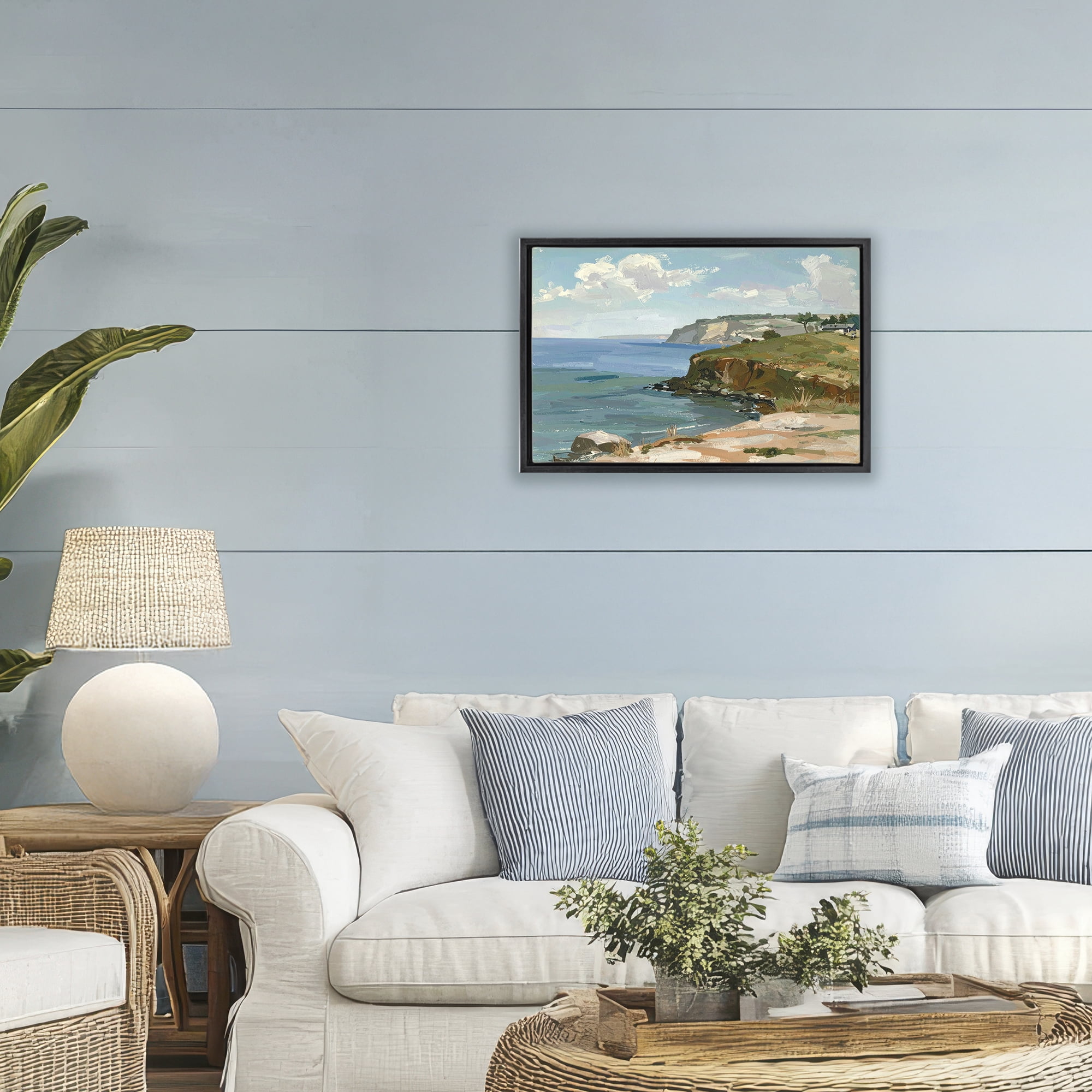 Stupell Industries Along The Shore Scenery Black Framed Floater Canvas Wall Art, design by Alonza Saunders