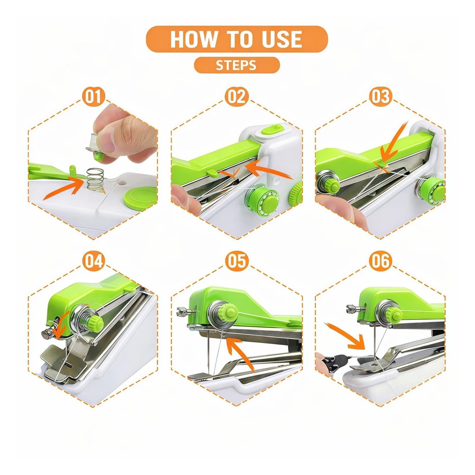 Portable Handheld Sewing Machine, Mini Rechargeable Sewing Tool for Beginners, Electric Handheld Sewing Kit, Easy Hemming & Stitching for Clothes, Pockets, and Pants, Travel-Friendly