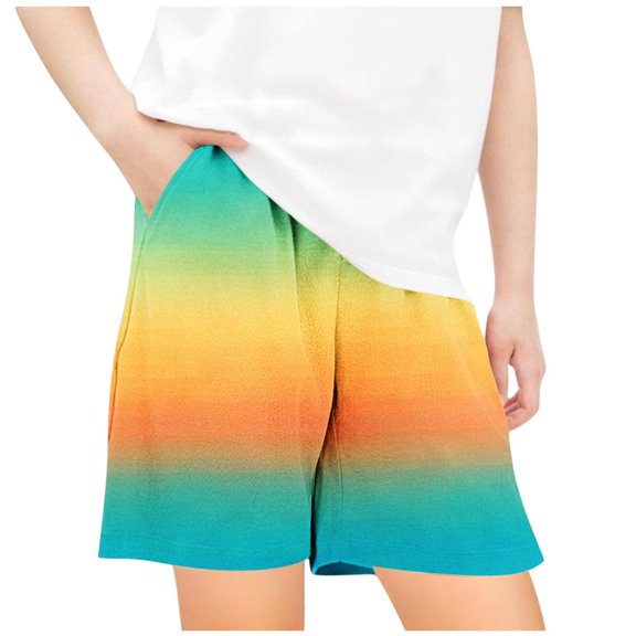 Bxsruta Toddler Girl Shorts, Children's Summer Beach Hawaiian Print Boys and Girls Elastic Waistband Pocket Casual Pants Loose Shorts, Blue 5-6 Years