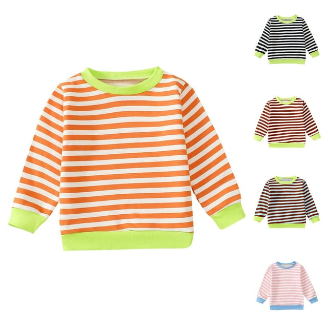 Zwiiyzr Vêtements pour Bébé Garçon Automne Hiver 6M-4Y Chandail Décontracté à Manches Longues Col Rond Rayé Marron