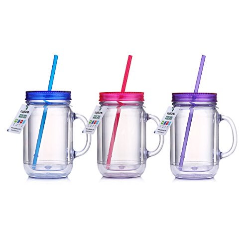 Cupture mason tumbler cup with handle and lid, 20 oz
