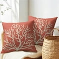 thumbnail image 6 of Sea Coral Tree Pillow Covers 16x16 Inch Set of 2 Summer Beach Pink Coral Throw Pillowcase Cotton Linen Square Decorative Nautical Coastal Themed Cushion Cover for Sofa Bedroom Indoor Outdoor Party, 6 of 6