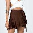thumbnail image 1 of Mini Falda Falda de playa Falda de fiesta con cordones Falda suelta ajustada suave para mujer (Marrón oscuro M) Cgtredaw para Mujer Marron oscuro T S, 1 of 1