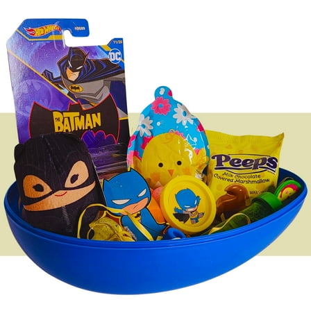 BOSS CLASS Happy Easter Basket, Jumbo Egg w/ Batgirl Plushie & Batmobile Gift Basket