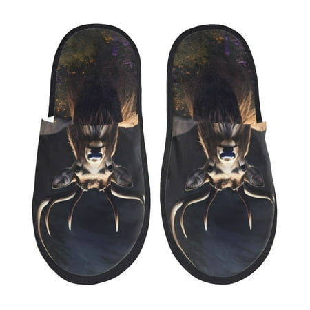 Balery Regal Stag In Forest Slient Indoor Furry Fleece Comfort House Shoes Soft Non-Slip Home Shoes Cotton slippers House Slippers-- Large