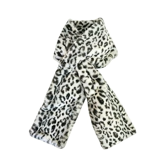 Scarf with Hidden Zipper Pocket, Winter Pull-Through Faux Fur Scarf with Hidden Zipper Pocket, Winter Warm Soft Cozy Furry Loophole Scarf Leopard Print