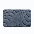 thumbnail image 2 of Wave Textured Soft Floor Mat, 23.6 x 15.8-Inch Polyester Blend Rug for Bathroom, Bedroom and Entryway, Blue, 2 of 7