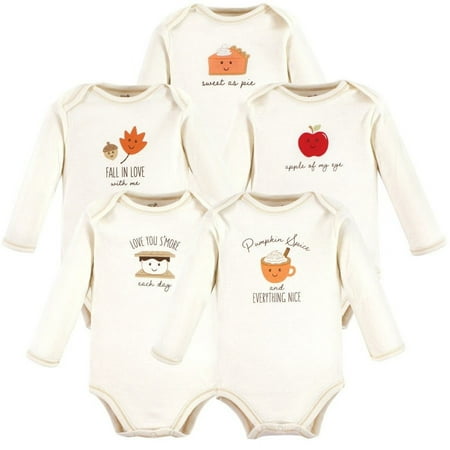 Touched by Nature Organic Cotton Long-Sleeve Bodysuits, Fall Food, 0-3 Months